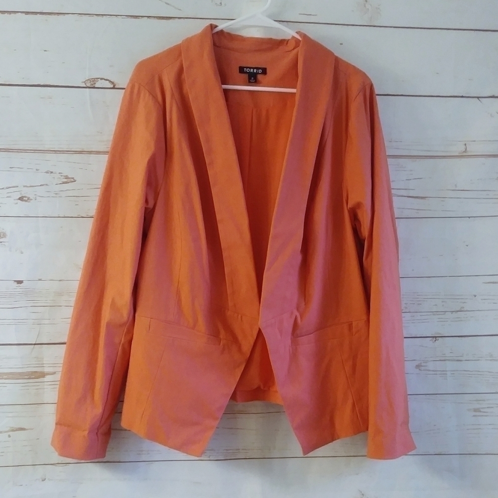 Torrid Coral Cutaway Blazer Plus Size 2 2XL‎